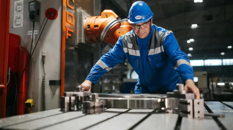 Industrial Worker Operating Heavy Machinery