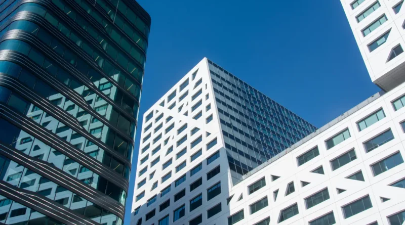 Modern Skyscrapers Against Blue Sky